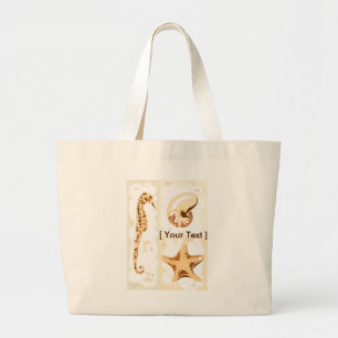 Bolso De Tela Gigante Seahorse Seashells Vida Acuática Tote Bag