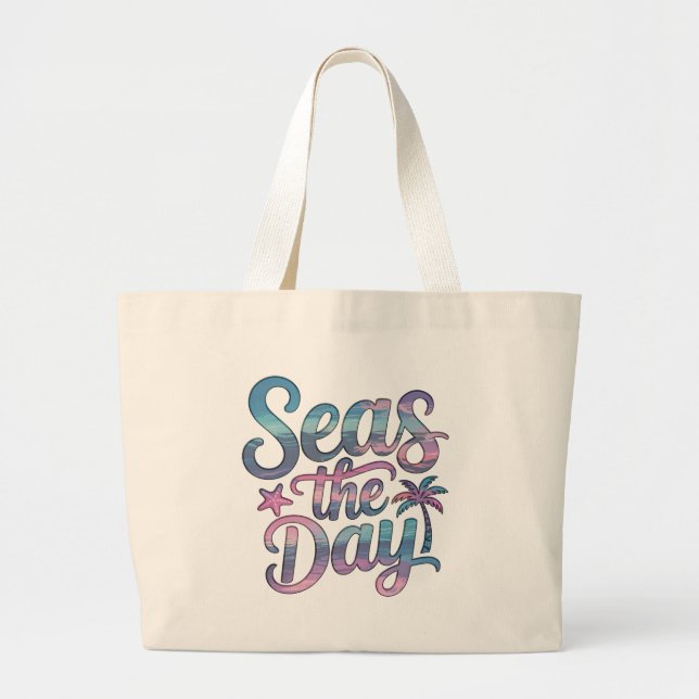 Bolso De Tela Gigante Seas the Day Tropical Beach Summer Sailing Fun (Frente)