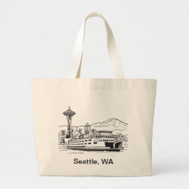 Bolso De Tela Gigante Seattle Ferry Washington State Line Art