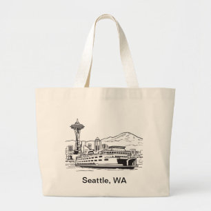 Bolso De Tela Gigante Seattle Ferry Washington State Line Art