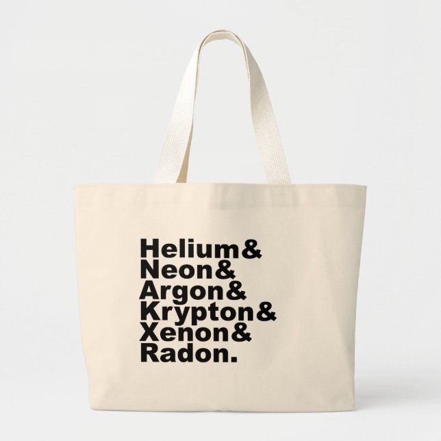 Bolso De Tela Gigante Seis gases nobles en la tabla de elementos (Frente)