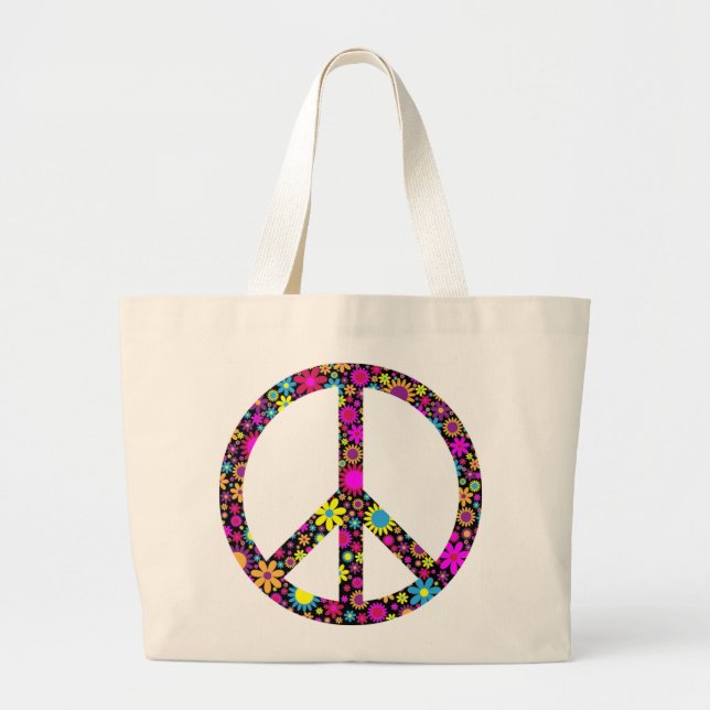 BOLSO DE TELA GIGANTE SEÑAL DE PAZ DE FLORAL GROOVY (Frente)