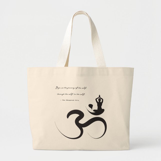 Bolso De Tela Gigante Sencilla Zen Yoga Om Caligrafía Silhouette Logo Ba (Frente)