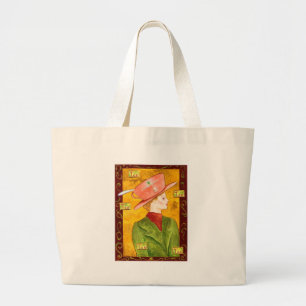 Bolso De Tela Gigante Señora del té en verde