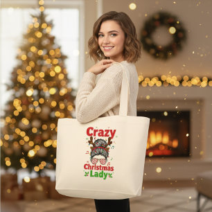 Bolso De Tela Gigante Señora Loca de Navidad