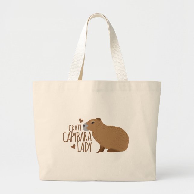 Bolso De Tela Gigante señora loca del capybara (Frente)