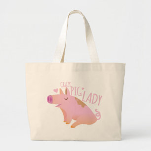 Bolso De Tela Gigante Señora loca del cerdo