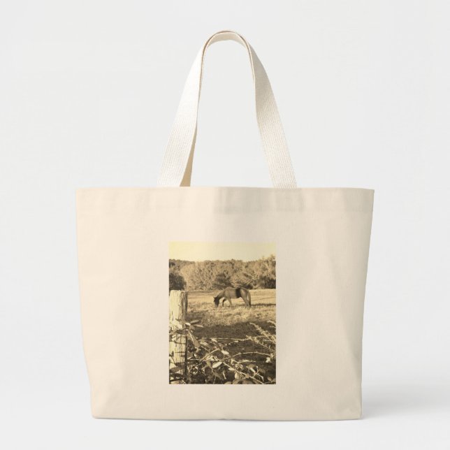 Bolso De Tela Gigante Sepia tono Caballo marrón y cerca (Frente)