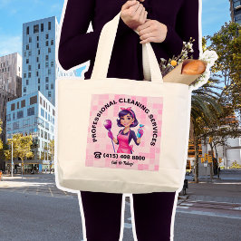 Bolso De Tela Gigante Servicio de limpieza de doncella rosa