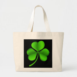 Bolso De Tela Gigante Shamrock verde en blanco negro