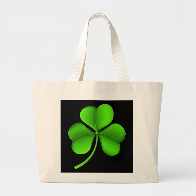 Bolso De Tela Gigante Shamrock verde en blanco negro (Frente)