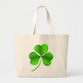 Bolso De Tela Gigante Shamrock verde sobre blanco