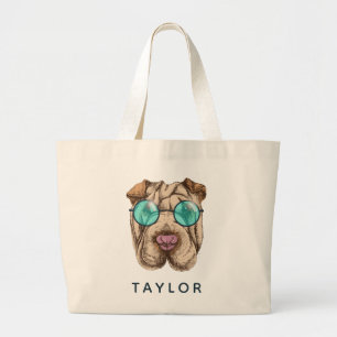 Bolso De Tela Gigante Sharpei en gafas de sol el añade su nombre