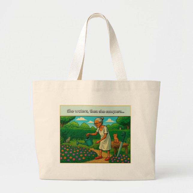 Bolso De Tela Gigante She waters, then conquers Tote Bag (Frente)