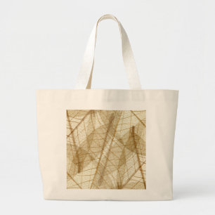 Bolso De Tela Gigante Sheer Cream Beige Lace Leaves