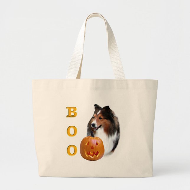 Bolso De Tela Gigante Shetland Sheepdog (sable Boo) (Frente)