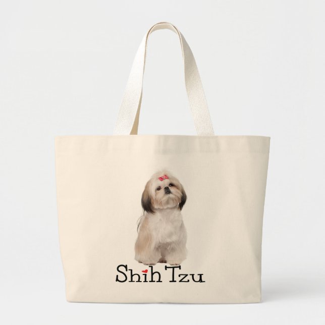 Bolso De Tela Gigante Shih Tzu Cuppy Perro amor Tote reutilizable (Frente)