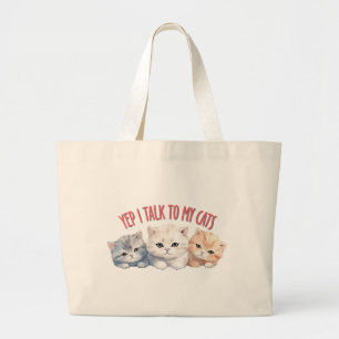 Bolso De Tela Gigante Sí, hablo con mis gatos - Adorable diseño de trigo