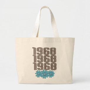 Bolso De Tela Gigante Signo de paz de 1968 poder de flores hippie Aqua