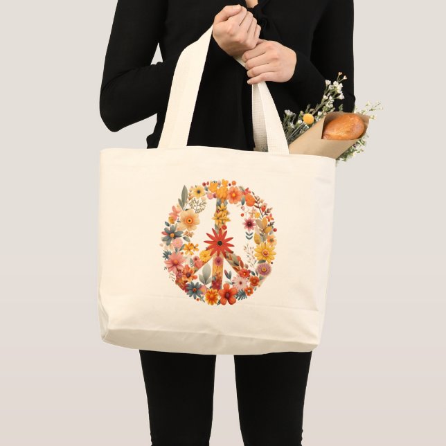 Bolso De Tela Gigante Signo de paz de flores silvestres (Anverso (producto))