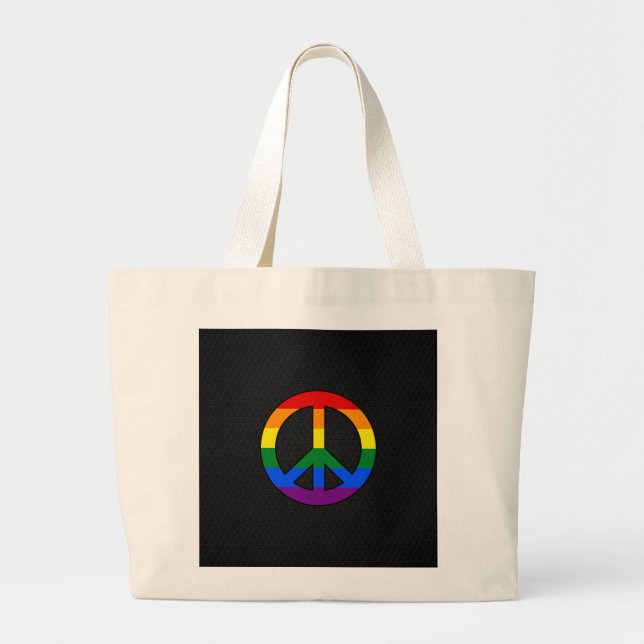Bolso De Tela Gigante Signo de paz de la bandera LGBT (Frente)