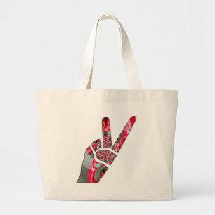 Bolso De Tela Gigante Signo de paz de mano