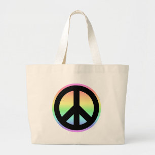Bolso De Tela Gigante Signo de paz del arcoiris pastel