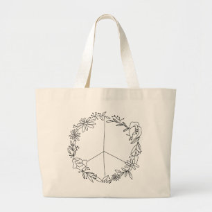 Bolso De Tela Gigante Signo de paz floral de Boho