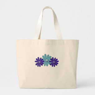 Bolso De Tela Gigante Signo de paz hippie flor poder Aqua Purple