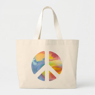 Bolso De Tela Gigante Signo de paz Pastel