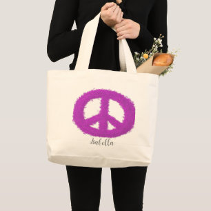Bolso De Tela Gigante Signo de paz púrpura