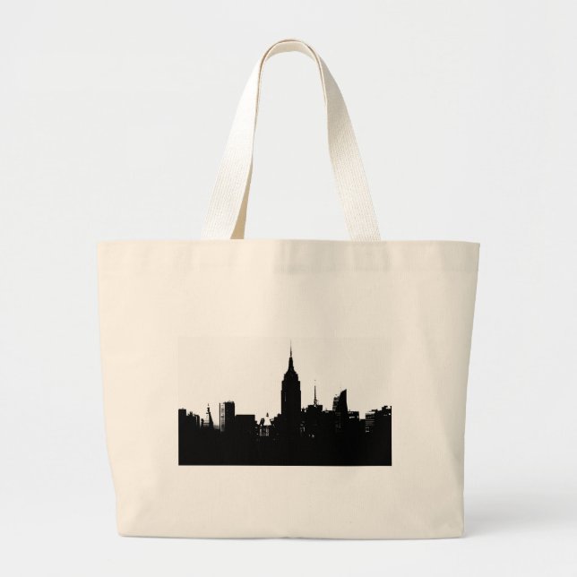 Bolso De Tela Gigante Silhouette Black White New York (Frente)
