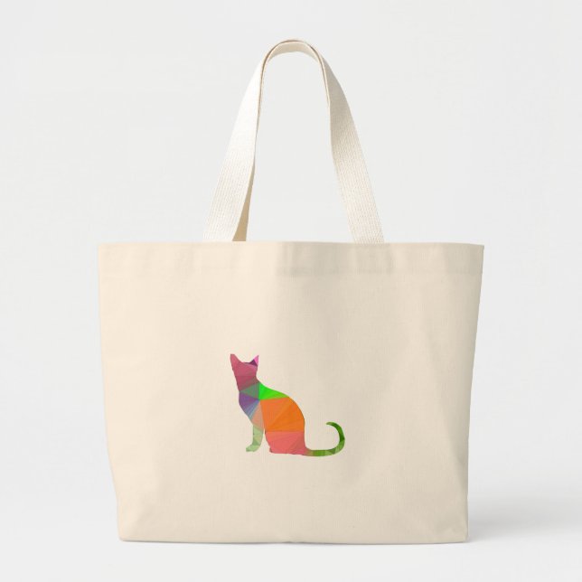 Bolso De Tela Gigante Silhouette de gato con bajo contenido de póliza (Frente)