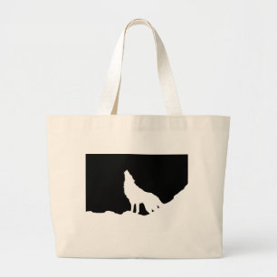 Bolso De Tela Gigante Silhouette de Lobo de Arte Pop Blanco y Negro