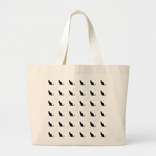 Bolso De Tela Gigante Silhouettes de gatos negros y blancos (Frente)
