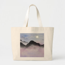 Bolso De Tela Gigante Silhouettes de la montaña Pastel | Naturaleza mini