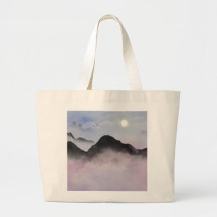 Bolso De Tela Gigante Silhouettes de la montaña Pastel Naturaleza mini