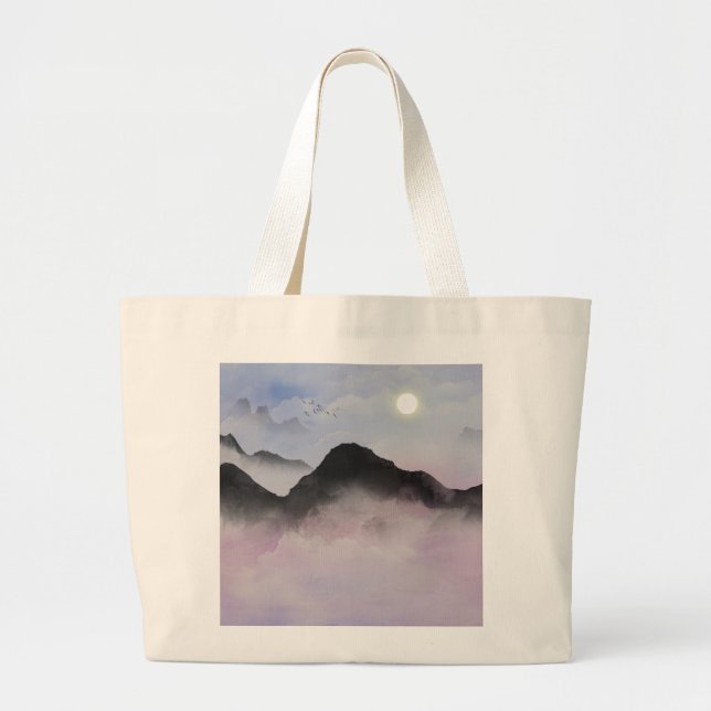 Bolso De Tela Gigante Silhouettes de la montaña Pastel | Naturaleza mini (Frente)