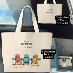Bolso De Tela Gigante Sillas de playa de acuarela personalizadas 