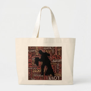 Bolso De Tela Gigante Silueta de la pareja bailarina de salón de baile,
