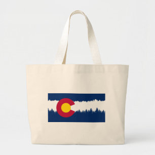 Bolso De Tela Gigante Silueta de Treeline de la bandera de Colorado