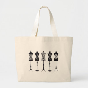 Bolso De Tela Gigante Siluetas de los maniquíes de la moda del vintage