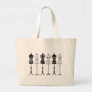 Bolso De Tela Gigante Siluetas de los maniquíes de la moda del vintage