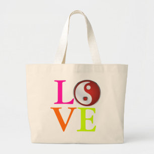 Bolso De Tela Gigante Símbolo de amor + Yin Yang
