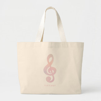Bolso De Tela Gigante Símbolo musical rosado pastel música Art Monograma