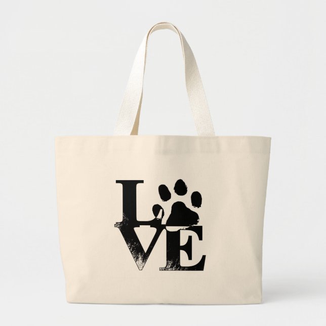 Bolso De Tela Gigante Simple Mascota Love Paw (Frente)
