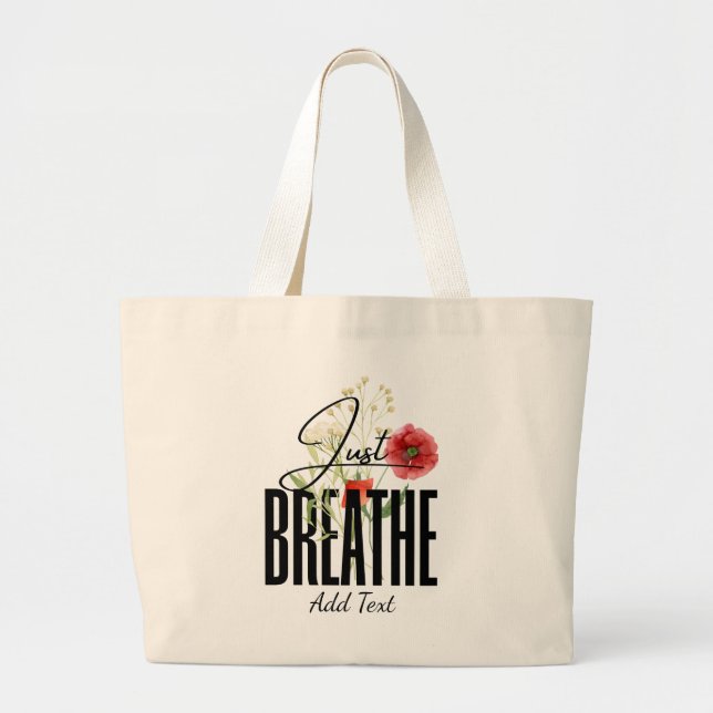 Bolso De Tela Gigante Simplemente respirar - inspirar yoga floral (Frente)