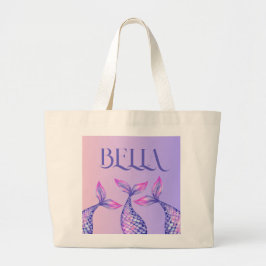 Bolso De Tela Gigante Sirena Púrpura Nombre Niños Tote Bag