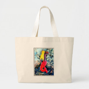 Bolso De Tela Gigante sirena rubia en rojo