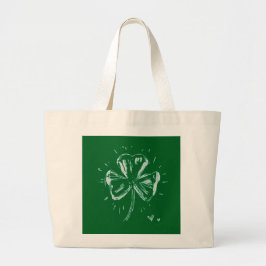 Bolso De Tela Gigante Sketch Shamrock – Hand-Drawn Irish Clover Design
